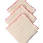 Organic Muslin Baby Mouth Cloth Pink Edge