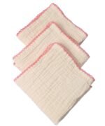 organic-manufacture- Organic Muslin Baby Mouth Cloth Pink Edge