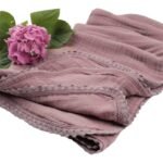 Organic Muslin Blanket with Lace Pink