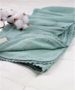 organic-manufacture- Organic Muslin Blanket with Lace Mint