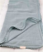 organic-manufacture- Organic Muslin Blanket with Lace Mint