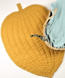 organic-manufacture- Organic Muslin Leaf Playmat Mustard