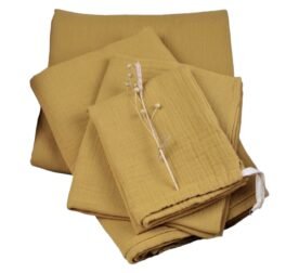organic-manufacture- Organic Muslin Baby Bedding Set Mustard