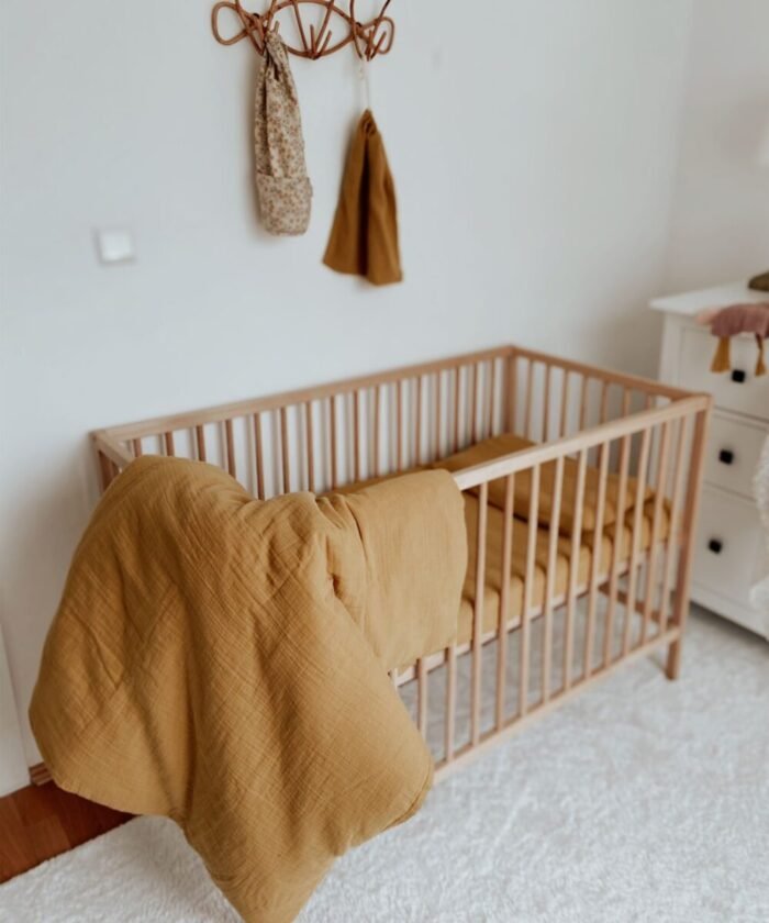 organic-manufacture- Organic Muslin Baby Bedding Set Mustard