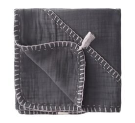 organic-manufacture- Organic Muslin Handmade Triangle Towel (Washed) Anthracite
