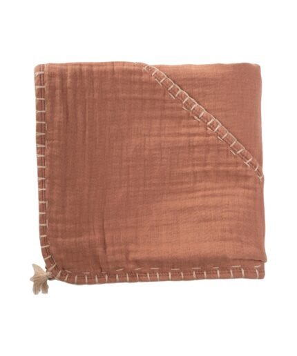 organic-manufacture- Organic Muslin Handmade Triangle Towel (Washed) Light Brown