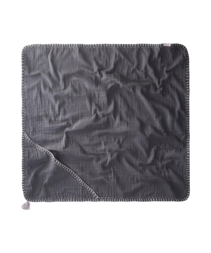 organic-manufacture- Organic Muslin Handmade Triangle Towel (Washed) Anthracite