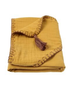 organic-manufacture- Organic Muslin Handmade Triangle Towel (Washed) Mustard