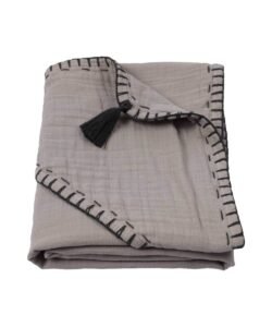 organic-manufacture- Organic Muslin Handmade Triangle Towel (Washed) Gray