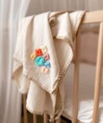 organic-manufacture- Natural Cotton Baby Blanket with Rose