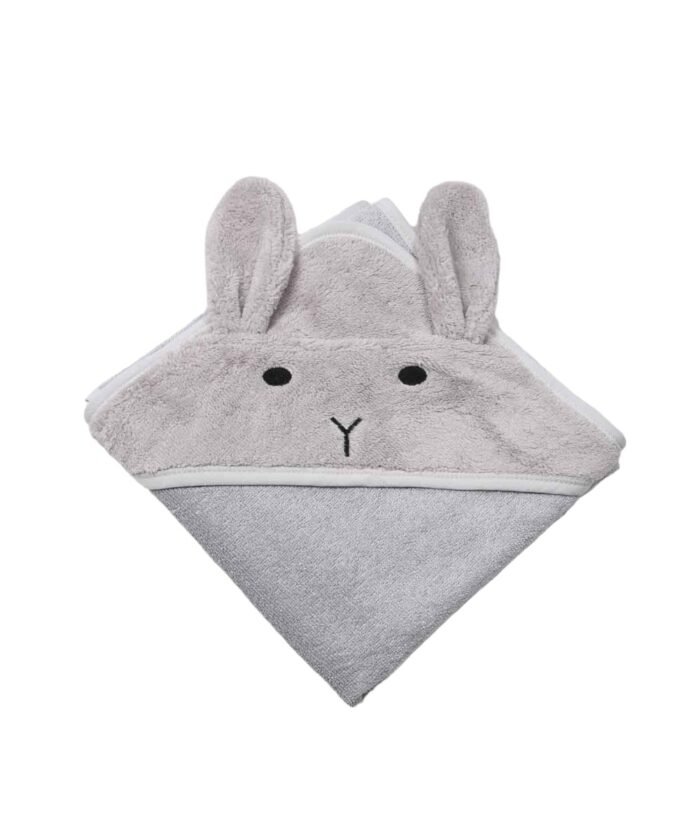 organic-manufacture- Organic Rabbit Baby Towel Gray