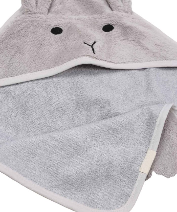 organic-manufacture- Organic Rabbit Baby Towel Gray