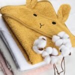 Organic Rabbit Baby Towel Mustard