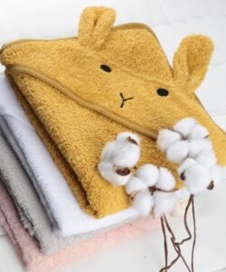 organic-manufacture- Organic Rabbit Baby Towel Mustard