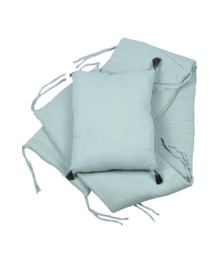 organic-manufacture- Organic Muslin Baby Bed Protector Mint