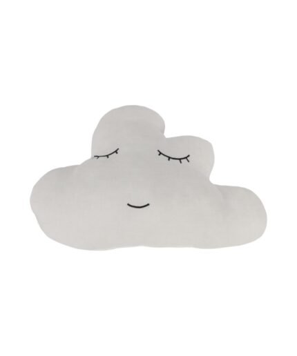 organic-manufacture- Organic Muslin Embroidered Cloud Pillow Gray