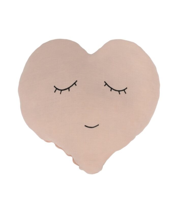 organic-manufacture- Organic Muslin Embroidered Heart Pillow Powder