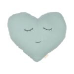 Organic Muslin Embroidered Heart Pillow Mint
