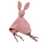 Organic Muslin Embroidered Rabbit Sleeping Companion Pink