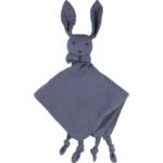 Organic Muslin Embroidered Rabbit Sleeping Companion Indigo