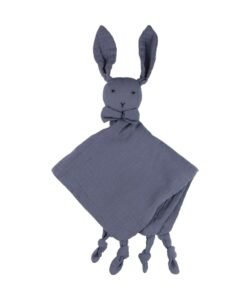 organic-manufacture- Organic Muslin Embroidered Rabbit Sleeping Companion Indigo