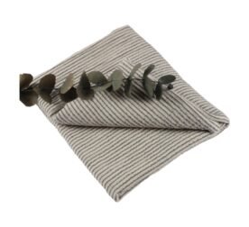 organic-manufacture- Natural Thin Striped Muslin Blanket Anthracite