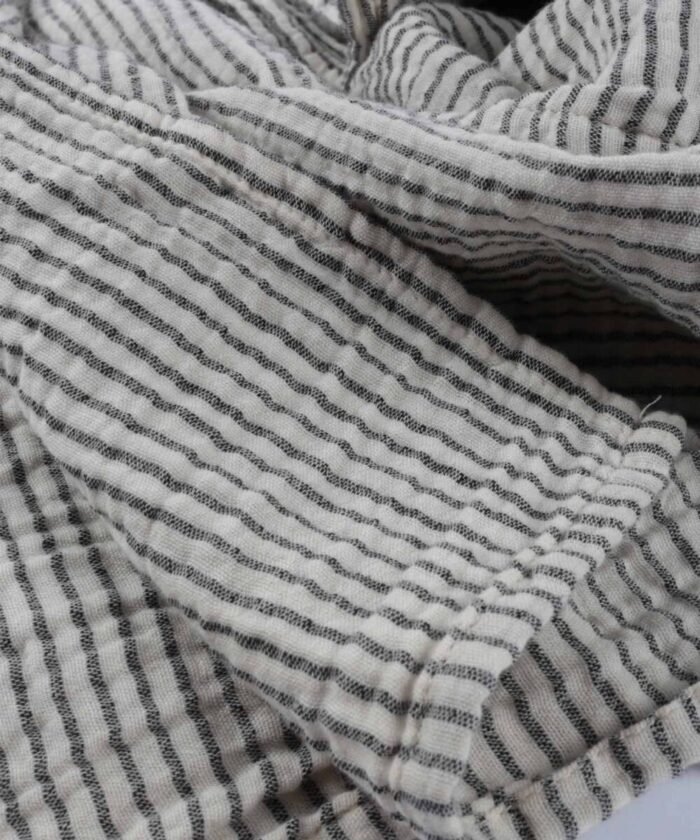 organic-manufacture- Natural Thin Striped Muslin Blanket Anthracite