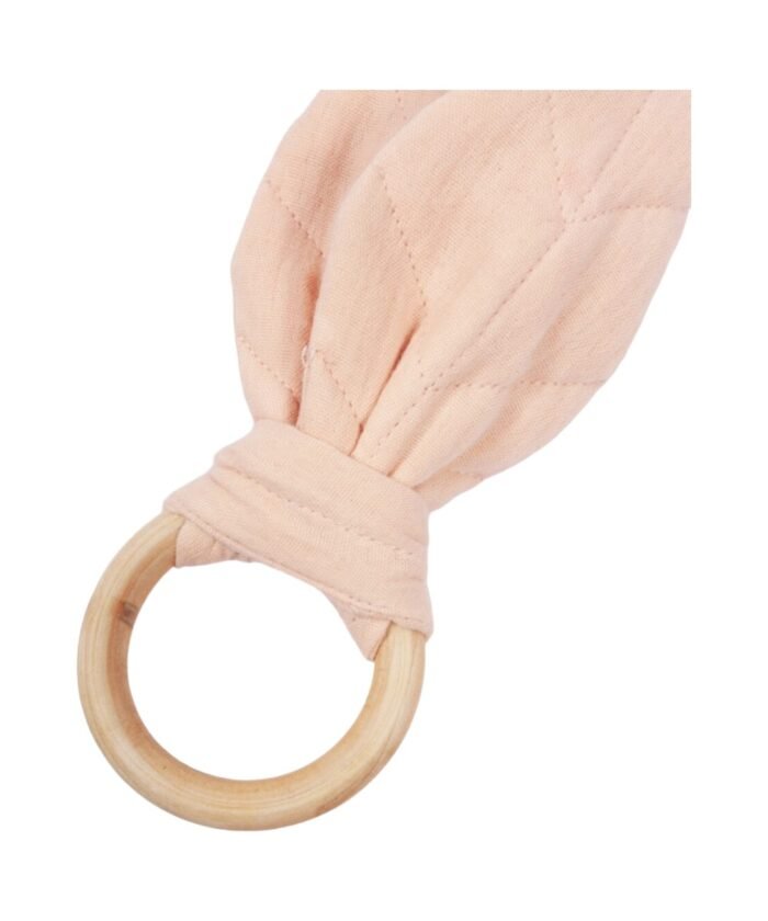 organic-manufacture- Organic Muslin Leaf Teether (With Wooden Ring)