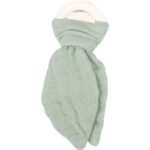Organic Muslin Teether (With Wooden Ring) Mint