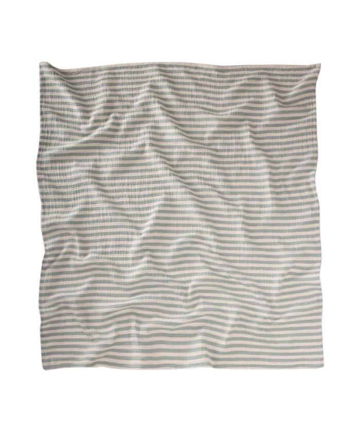 organic-manufacture- Natural Thick Striped Muslin Blanket Mint