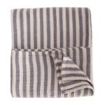 Natural Thick Striped Muslin Blanket Anthracite