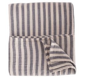organic-manufacture- Natural Thick Striped Muslin Blanket Anthracite