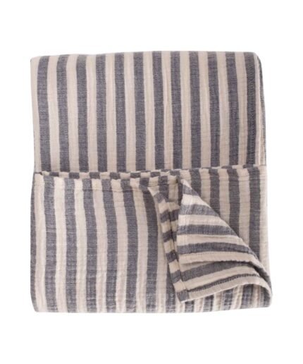 organic-manufacture- Natural Thick Striped Muslin Blanket Mint