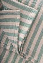 organic-manufacture- Natural Thick Striped Muslin Blanket Mint